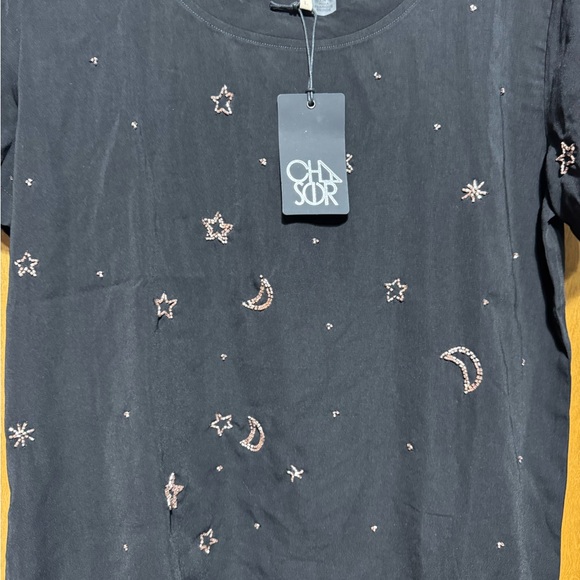 Black stars and moon sequin blouse - Picture 2 of 3